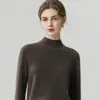 Suéter Simples 100% Caxemira Pura Feminino 2026 Outono/Inverno Gola Meia-Alta Pulôver Solto Emagrecedor Xadrez Camada Interna Camada Base Camisa