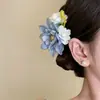 Presilha de Cabelo Flor Estilo Doce de Feriado para Mulheres Clipe para Franja Atmosfera Suave Acessórios de Flor de Cabelo Sensação de Luxo Presilha de Cabelo Fofa