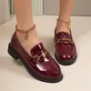 Zapatos Pequeños de Cuero Estilo Británico para Mujer 2026 Nuevos Primavera/Otoño Retro Tacón Grueso Punta Fina Suela Suave Tacón Oculto Zapatos de Una Sola Pieza Tacón Plano para Mujer