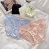 Calcinha de renda doce estilo japonês para meninas, sexy, puro desejo, malha, inteligente, babados, contraste, respirável, cintura média, calcinhas