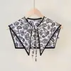 Colgante de Perla Vintage Estilo Francés Chal con Cordones Estilo Pintura al Óleo para Mujer, Capelina Delgada para Primavera y Otoño con Cuello Falso y Protección para el Cuello