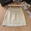 Falda de Cintura Alta con Adorno de Encaje para Mujer, Nuevo Estilo de Verano, Adelgazante, que se Ajusta a la Cadera, Falda Lápiz, Anti-exposición, Falda Mini Casual de Corte A