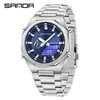 Reloj Digital Sanda Pantalla Dual Sincronizada Multifuncional para Hombre Octagonal Cuenta Regresiva Luminoso 3376