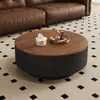 Mesa de centro redonda de pizarra estilo vintage para sala de estar, lujo ligero moderno, madera de nogal antigua simple, juego de diseño italiano