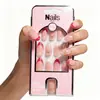 Uñas postizas de lunares de alta calidad y estéticamente agradables, con dulces diseños de moños, pegatinas para uñas con forma de almendra y pegatinas para uñas tipo ojo de gato francés