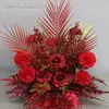 Flores para el pasillo de la boda flores artificiales arreglo de mesa macetas flores escenario de boda decoración de alfombra roja decoración de área de recepción arte floral terminado