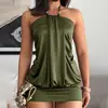 Moda Femenina Casual Versátil de Verano 2026 Estilo Europeo y Americano Vestido Corto Sexy con Cuello Halter