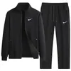 Conjunto esportivo de casal transfronteiriço 2026, conjunto esportivo casual masculino e feminino, conjunto de duas peças com moletom cardigã de gola alta