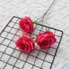 Flor Artificial Tres Cabezas Rosa Austin Flor de Camino de Boda Arreglo Floral Fondo de Auditorio de Boda Ajuste Suave Decoración del Hogar Arte Floral