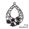 46X30Mm 4.1g Plata Antigua Colgante DIY Venta al por Mayor desde Fabricante Flor Hueca Gota de Agua Colgante para Pendientes