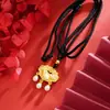 Colar Tradicional Vietnamita Banhado a Ouro Que Não Desbota Facilmente, Estilo Verão com Pingente de Lótus, Cordão Trançado com Pérola de Imitação, Estilo Chinês