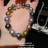 Raro Conjunto de Colar com Pingente de Pérola com Fecho Vivo de Concha Preta Sinfonia 14mm Flor Escovada Bola Sereia Taliti