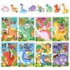 8 Pegatinas de Rompecabezas de Cara Cambiante de Dinosaurios Transfronterizas Bricolaje Dibujos Animados Crea una Cara Pegatinas de Collage Pequeños Regalos para Niños