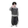 Traje para Niños Primavera y Otoño 2026 Nuevo Estilo Coreano Elegante Conjunto de Tres Piezas de Camisa para Bebé Atuendo de Otoño para Niños con Chaleco