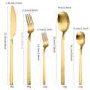 Juego de Cubiertos de Acero Inoxidable 430 con Mango Cuadrado Cuchillo para Bistec, Tenedor y Cuchara Juego de Cinco Piezas para Hogar Hotel Restaurante Occidental Venta al por Mayor