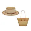 Sombrero de Paja para Playa para Mujer Bolso Tejido Sombrero Vacaciones de Verano Sombrero de Paja para Playa Bolso Tote de Gran Capacidad de Gama Alta