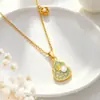 Novo colar Meizu de três seções com estrela de oito pontas e zircônia em gota de óleo, com pingente de cabaça geométrica, joia de corrente de clavícula de aço titânio de nicho