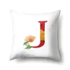 Funda de almohada de poliéster estampado de flor acuarela decoración de coche 26 letras inglesas funda de cojín para el hogar QTB14