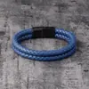Pulseira de Couro Masculina Retro Transfronteiriça, Pulseira de Couro Versátil Personalizada para Estudantes, Pulseira Trançada, Fashion e Simples