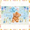 Mantel Fiesta del Oso Decoración de Globos para Baby Shower Platos Desechables Decoraciones Colgantes Espirales Servilletas de Papel Tela de Fondo
