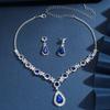 Joias de Noiva Conjunto Feminino Transfronteiriço Europeu e Americano Cristal Gota d'Água Colar e Brincos Conjunto de Duas Peças Acessórios Versátil Estilo Pequeno Chanel