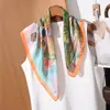 Pañuelo Cuadrado Pequeño de Estilo Suave Estilo Coreano de 70 cm para Mujer, Pañuelo de Seda Delgado Protector Solar de Verano, Versátil Pañuelo Decorativo Artístico Floral para el Cuello