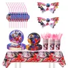 Nueva Decoración de Fiesta de Cumpleaños Temática de Ladybug Milagrosa y Super Gato Chica, Platos de Papel Desechables, Vasos de Papel
