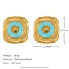 Pendientes de Acero Inoxidable con Baño de Oro de 18 Quilates, Personalidad Transfronteriza Europea y Americana, Joyería de Moda, Flor de Perla de Concha con Goteo de Aceite, Estrella de Cinco Puntas