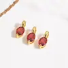 Pequeño Colgante Color Dorado 18K Chapado en Cobre Conservación del Color Incrustado Zirconia de Colores Forma de Ojo de Caballo Joyería Collar Pulsera Material para Accesorios DIY