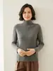 Novo Suéter de Cashmere Espesso de Outono e Inverno para Mulheres, Linha de Frente, Pronto para Vestir, Gola Alta, Listrado, Tricô, Camiseta de Base, Pulôver, Suéter Simples