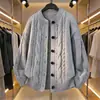 Suéter Abrigo de Punto Trenzado Retro Versátil Unisex Otoño Nueva Llegada Color Sólido Cuello Redondo Cardigan de Punto Color Verde Albaricoque