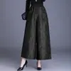 Qualidade Garantida, Confortável e Respirável, Tamanho Plus, Rejuvenescedor, Calça-Saia Jacquard de Cintura Alta para Mulheres de Meia-Idade, Calça Casual Versátil
