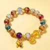 Pulsera de cristal con lámina de oro, multi-tesoro, Buda de jade, de diseño cultural y artístico, para mujer, de lujo ligero con sensación de alta gama, que atrae la fortuna y la suerte, con diseño estilo chino