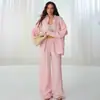 Conjunto de Pijama Duas Peças para Mulheres, Estilo Europeu e Americano para Outono e Inverno, Camisa de Algodão e Linho e Calça de Perna Larga, Adequado para Usar Fora de Casa como Roupa de Casa