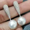 Brincos Cao Shiwei com Zircônia Micro-Incustada e Pérola de Imitação, Brincos Elegantes de Alta Qualidade para Festas, Joias Clássicas para Casamentos, Banquetes e Noivados