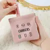Bolsa Popular Transfronteriza de Banda Elástica de PU, Bolsa para Labiales, Bolsa para Auriculares, Bolsa de Almacenamiento para Cables de Carga, Portátil, Sencilla, Diseño de Bloques de Color