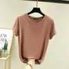 Nueva camiseta de modal de manga corta con cuello redondo para mujer, fina y adecuada para usar como capa exterior, se puede usar como capa base o combinar con tops casuales de talla grande