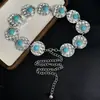 Joyería Transfronteriza Europea y Americana Ins Moda Turquesa Incrustada Cadena de Cintura Estilo Étnico Retro Antiguo Popular Venta Caliente Cinturón Joyería de Cintura