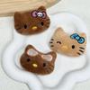 Broche de gato KT de cuero negro hawaiano, accesorios para bufandas, accesorios de ropa infantil, adornos para sombreros.