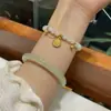 Pulsera Imitación Calcedonia Marca Fu Femenina Carácter Fu Pulsera de la Suerte Cuenta Cuenta Pulsera para Novia Regalo de Temperamento para Novia Estudiantes