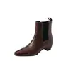 Botines Chelsea para Mujer con Aumento Oculto de Altura, Punta Cuadrada, Nuevo Estilo Otoño/Invierno, Piel Genuina, Sin Cordones, Tacón Medio de 5.5CM, Botines de Moda para Mujer