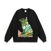 Camiseta Masculina de Manga Curta Estilo Americano High Street Vintage Estampada em Desenho Animado Street Loose Lavagem Pesada Velha Casual Versátil
