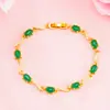 Pulseira Imitação Ouro 18K, Calcedônia Verde Imitação, Joias da Moda Banhadas a Ouro com Imitação de Rubi para Mulheres, Atacado do Fabricante