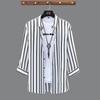 Camisa de siete mangas para hombre, de verano, moderna, ajustada, a rayas, de media manga, estilo coreano, informal, combinable con todo.
