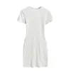 Vestido Feminino Americano Justo de Gola Redonda e Manga Curta, Estilo Básico Ajustado, Mini Vestido Bodycon Esticável e Sexy