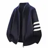 Suéter de Tricô com Três Agulhas Jaqueta Cardigan Masculina Outono e Inverno Solto Casual Novo Estilo Popular Comércio Exterior Atacado Transfronteiriço