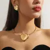 Colar Geométrico Distorcido Exagerado Europeu e Americano Pulseira de Design de Linha Tridimensional de Metal Conjunto Joias Europeias e Americanas de Alto Nível