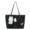Bolso de mano de gran capacidad con lunares, bolso tote diario estilo coreano, un bolso de hombro casual moderno y lindo para el trabajo