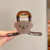 Pinza para el pelo de estrella con garra y estampado de leopardo estilo retro, dulce y fresca, para recogidos, pinza de acetato de gato y tiburón, accesorio de pelo elegante en forma de corazón