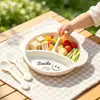 Prato de Jantar Infantil com Rosto Sorridente Simples para Bebê prato de bebê prato de jantar para bebê louça compartimentada grau alimentício prato à prova de queda